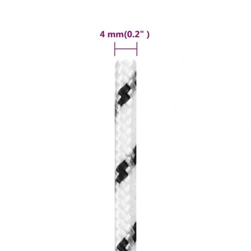 Flettet tovværk 4 mm x 50 m - polyester, hvid