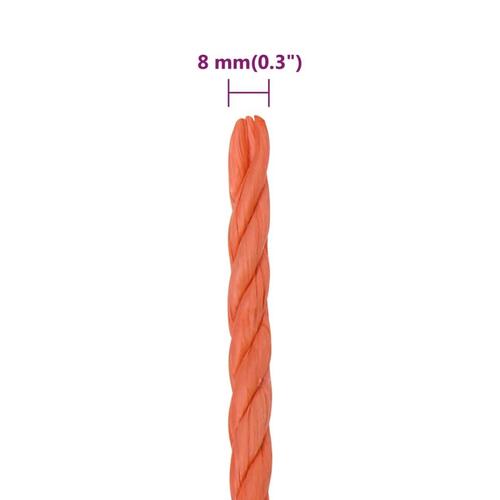 Arbejdsreb 8 mm 25 m polypropylen orange