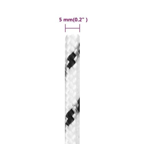 Flettet tovværk 5 mm x 100 m polyester hvid