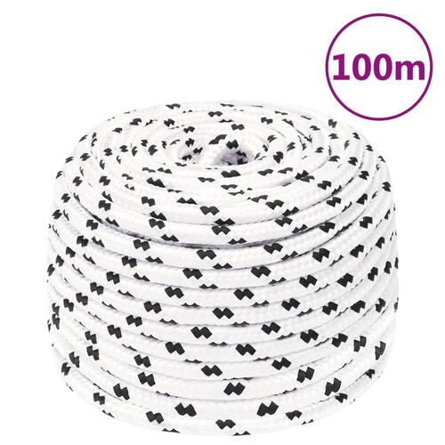 Flettet tovværk 6 mm x 100 m polyester hvid