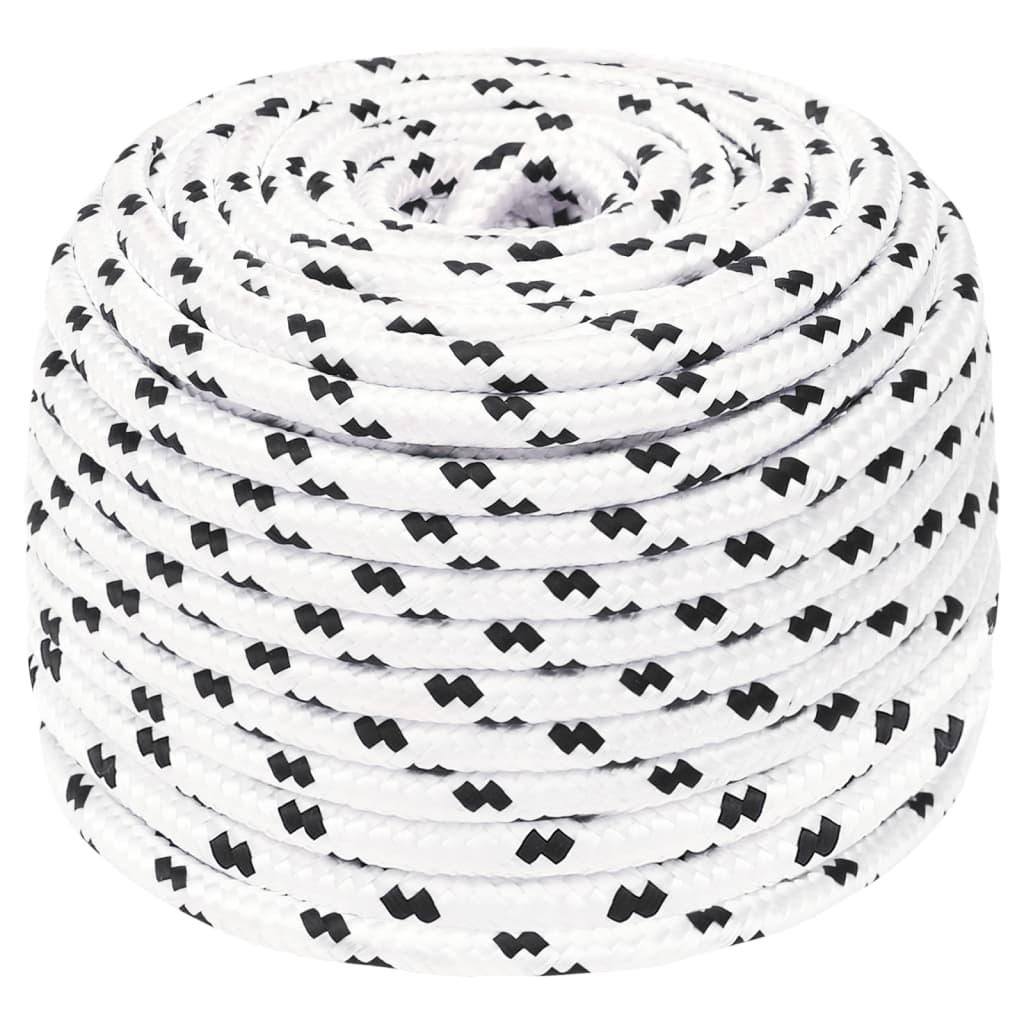 Flettet tovværk 10 mm x 25 m polyester hvid