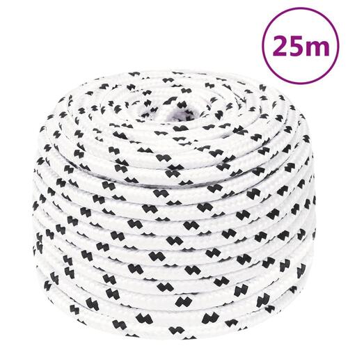 Flettet tovværk 10 mm x 25 m polyester hvid
