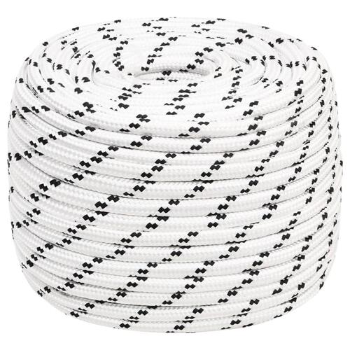 Flettet tovværk 14 mm x 25 m polyester hvid