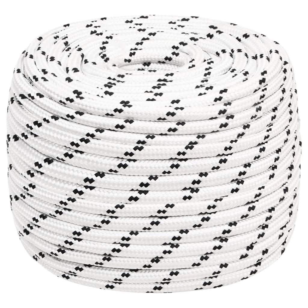 Flettet tovværk 14 mm x 25 m polyester hvid