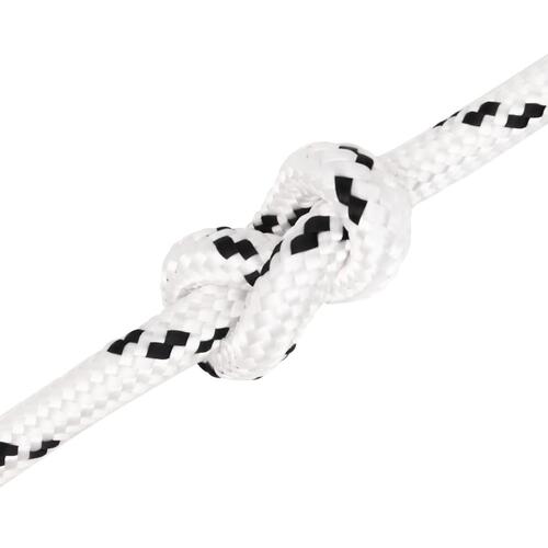 Flettet tovværk 14 mm x 25 m polyester hvid