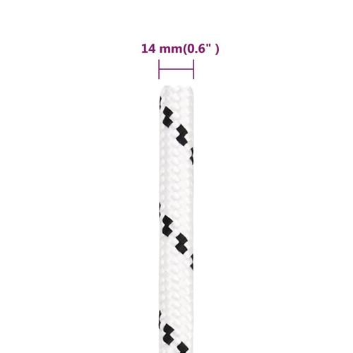 Flettet tovværk 14 mm x 100 m polyester hvid