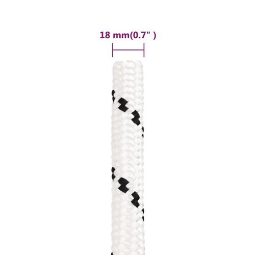 Flettet tovværk 18 mm x 25 m polyester hvid