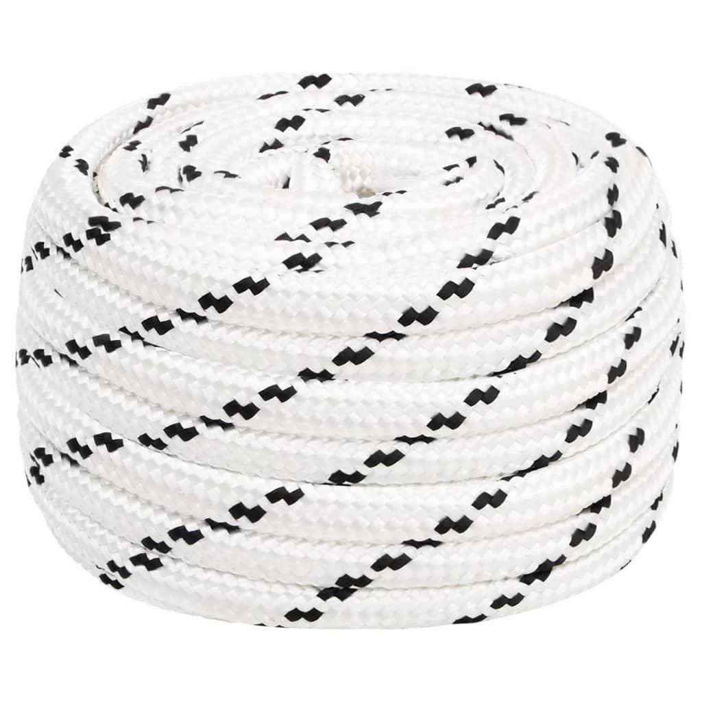 Flettet tovværk 20 mm x 100 m polyester hvid