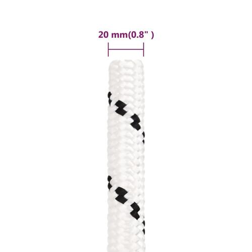 Flettet tovværk 20 mm x 100 m polyester hvid