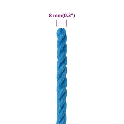 Arbejdsreb 8 mm 25 m polypropylen blå