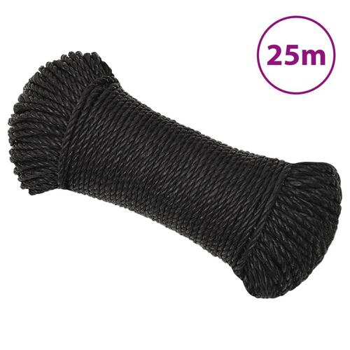 Arbejdsreb 8 mm 25 m polypropylen sort