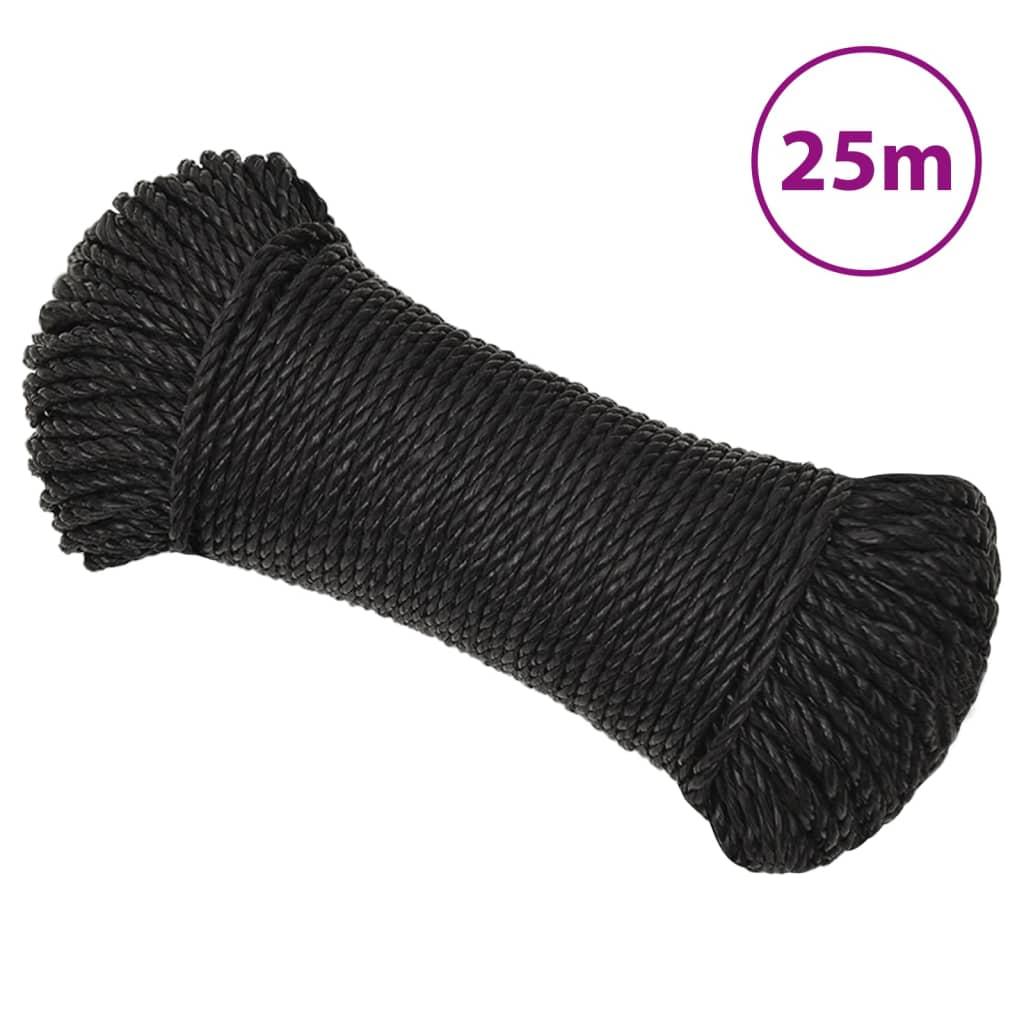 Arbejdsreb 8 mm 25 m polypropylen sort