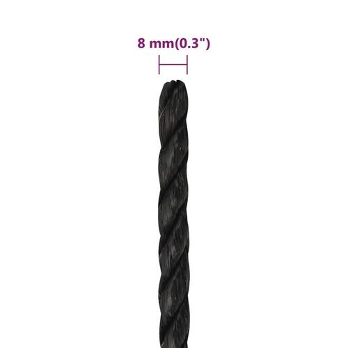 Arbejdsreb 8 mm 25 m polypropylen sort