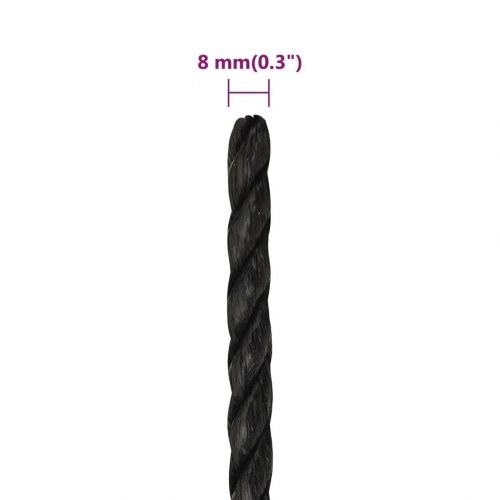 Arbejdsreb 8 mm - 500 m polypropylen, sort
