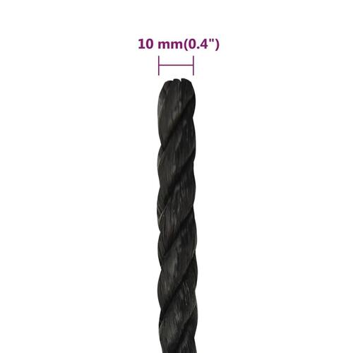 Arbejdsreb 10 mm 50 m polypropylen sort