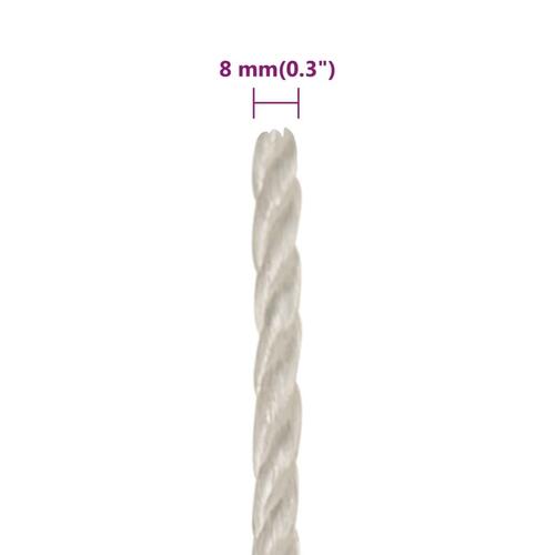 Arbejdsreb 8 mm 25 m polypropylen hvid