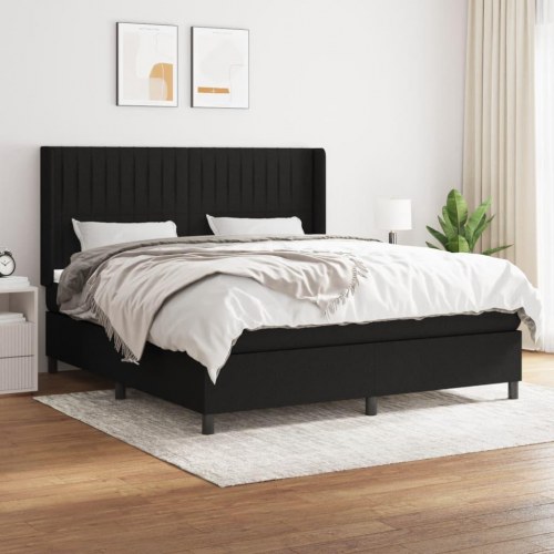 Kontinentalseng med madras 160×200 cm - stof, sort