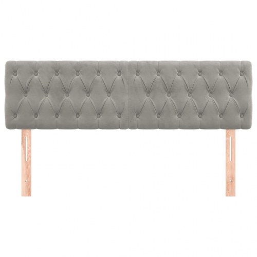 Sengegavl i fløjl 144×7×78/88 cm - lysegrå, justerbar