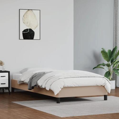 Sengeramme 90x190 cm kunstlæder cappuccinofarvet