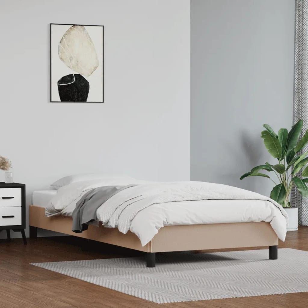 Sengeramme 90x190 cm kunstlæder cappuccinofarvet