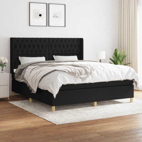 Kontinentalseng med madras 180x200 cm - stof, sort