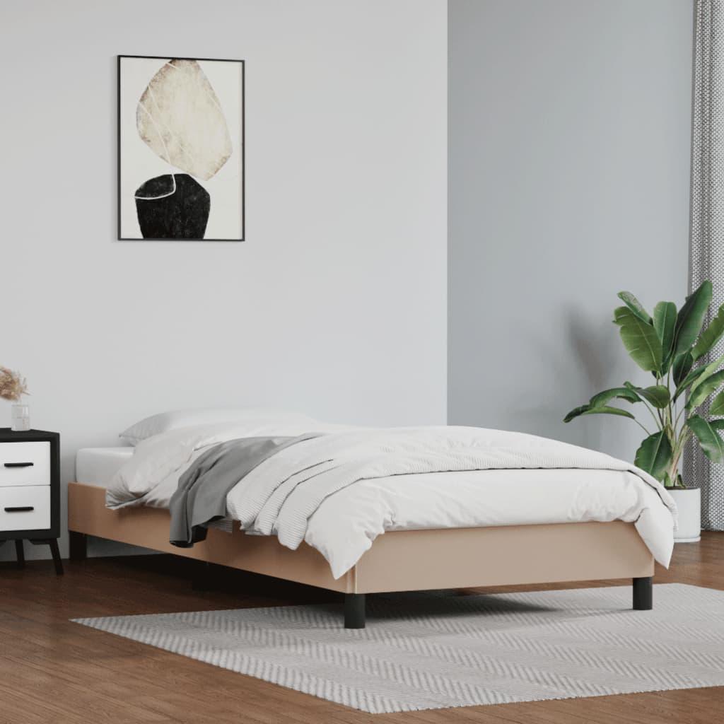 Sengeramme 100x200 cm kunstlæder cappuccinofarvet