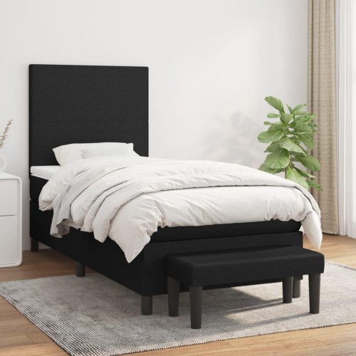 Kontinentalseng med madras 90×200 cm - stof, sort