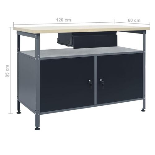 Arbejdsbord 120x60x85 cm stål sort