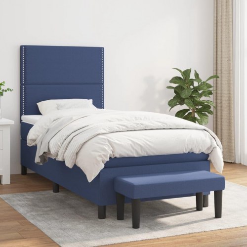 Kontinentalseng med madras 90x190 cm - blå stof