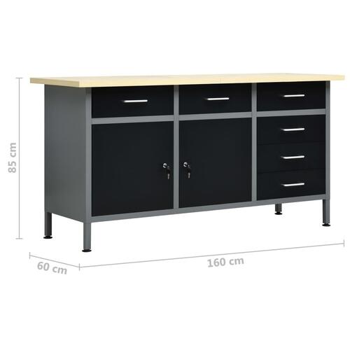 Arbejdsbord 160x60x85 cm stål sort