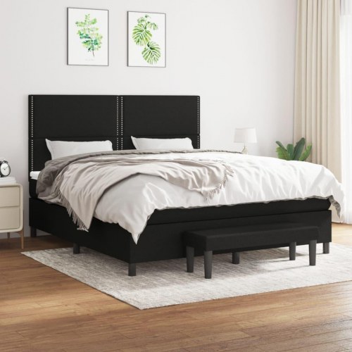 Kontinentalseng med madras 160×200 cm - stof, sort