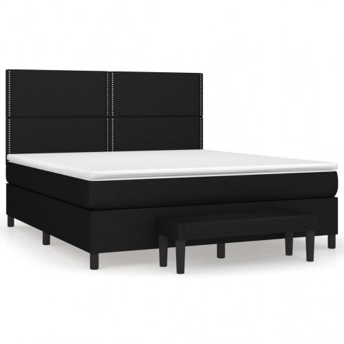 Kontinentalseng med madras 160×200 cm - stof, sort
