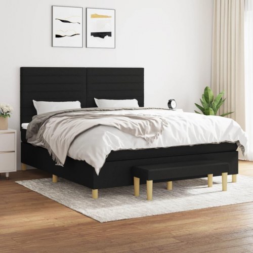 Kontinentalseng med madras 180x200 cm - stof, sort