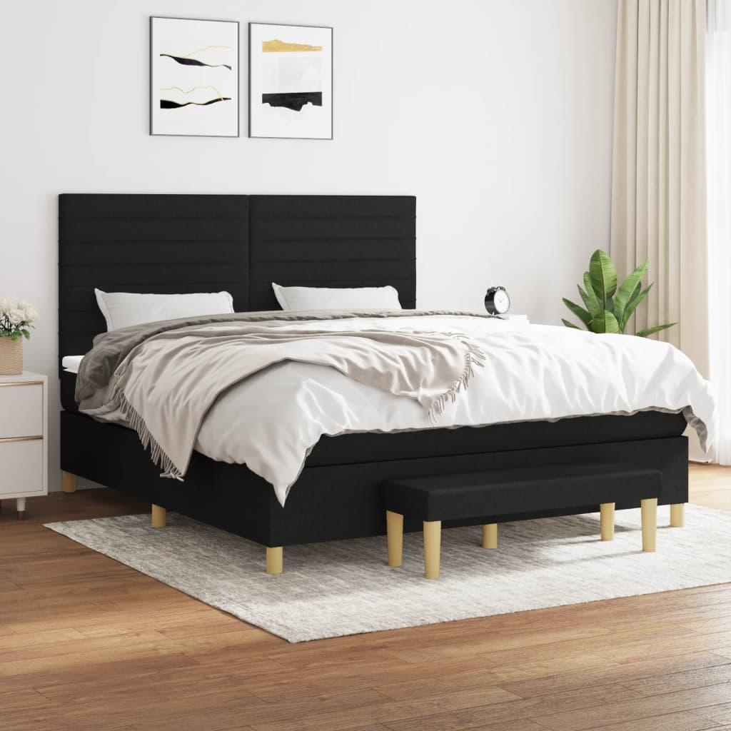 Kontinentalseng med madras 180x200 cm - stof, sort billede