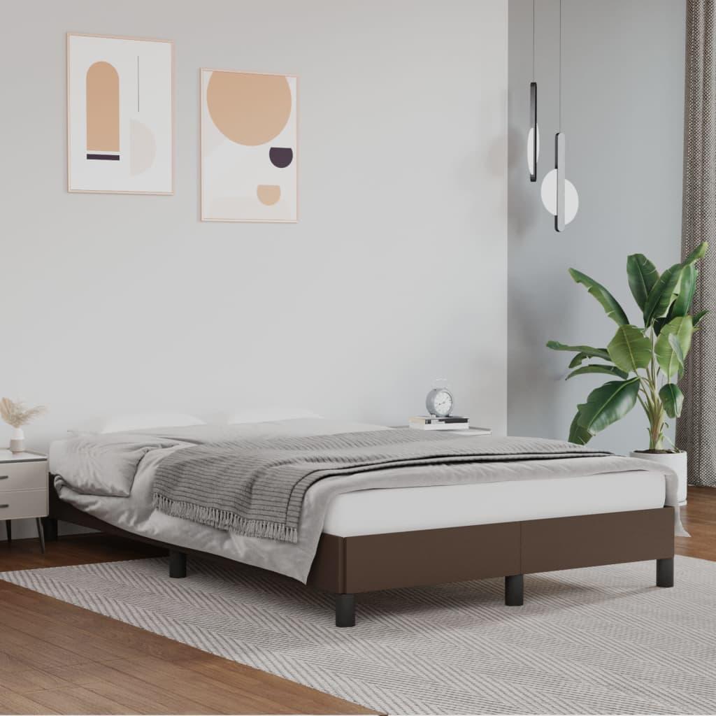 Sengeramme 120x200 cm kunstlæder brun