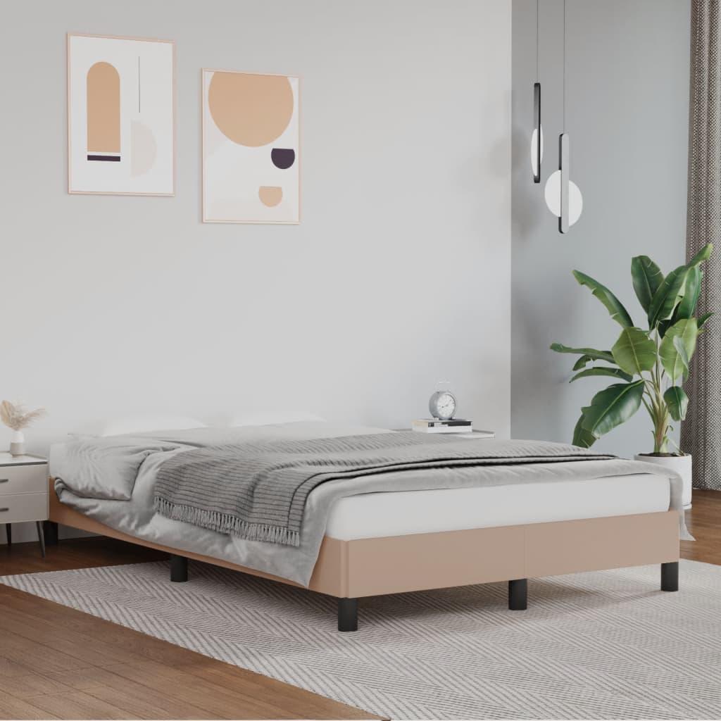 Sengeramme 120x200 cm kunstlæder cappuccinofarvet