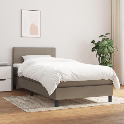 Kontinentalseng med madras 80×200 cm - stof, gråbrun