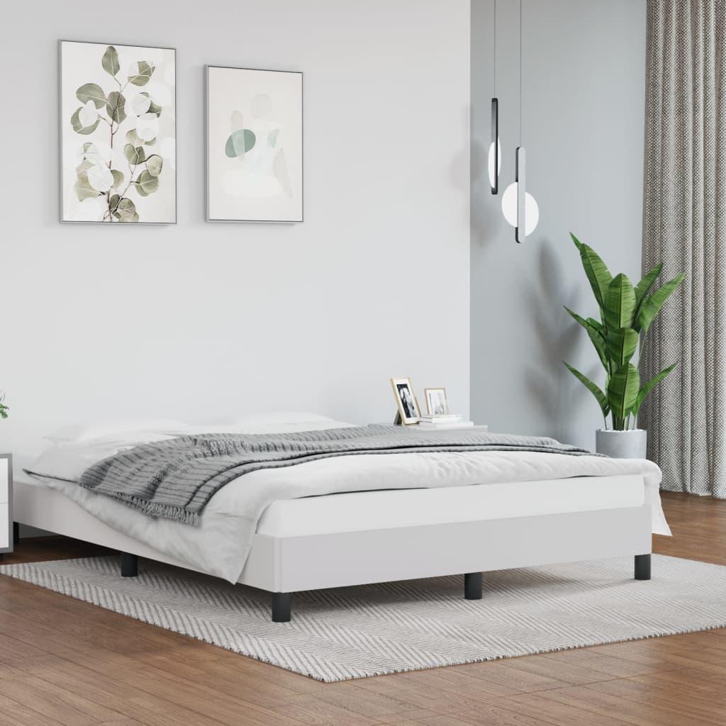 Sengeramme 140x200 cm kunstlæder hvid