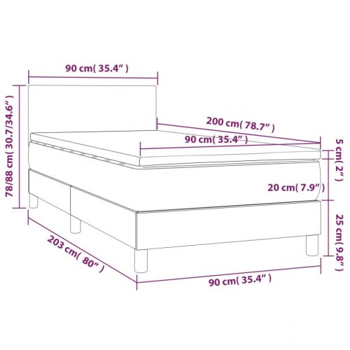 Kontinentalseng med madras 90×200 cm - stof, cremefarvet