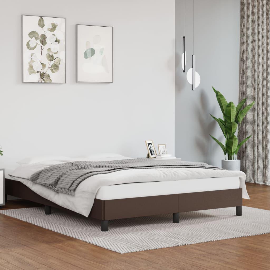 Sengeramme 140x200 cm kunstlæder brun