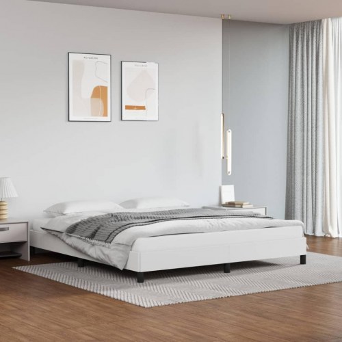 Sengeramme 160x200 cm i hvidt kunstlæder