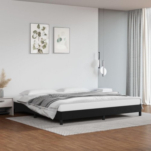 Sengeramme 200 x 200 cm i sort kunstlæder