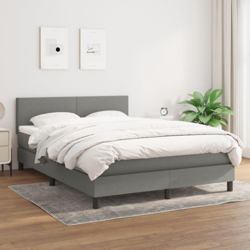 Kontinentalseng med madras 140×190 cm - stof, mørkegrå