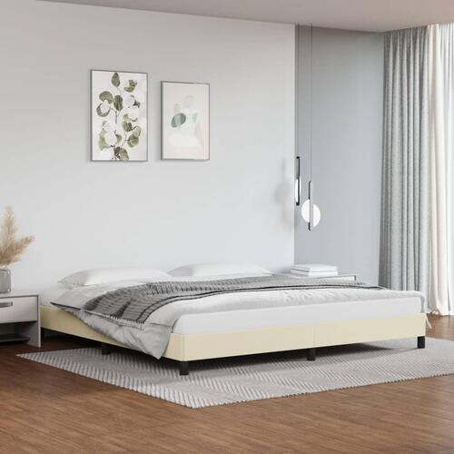 Sengeramme 200x200 cm kunstlæder cremefarvet