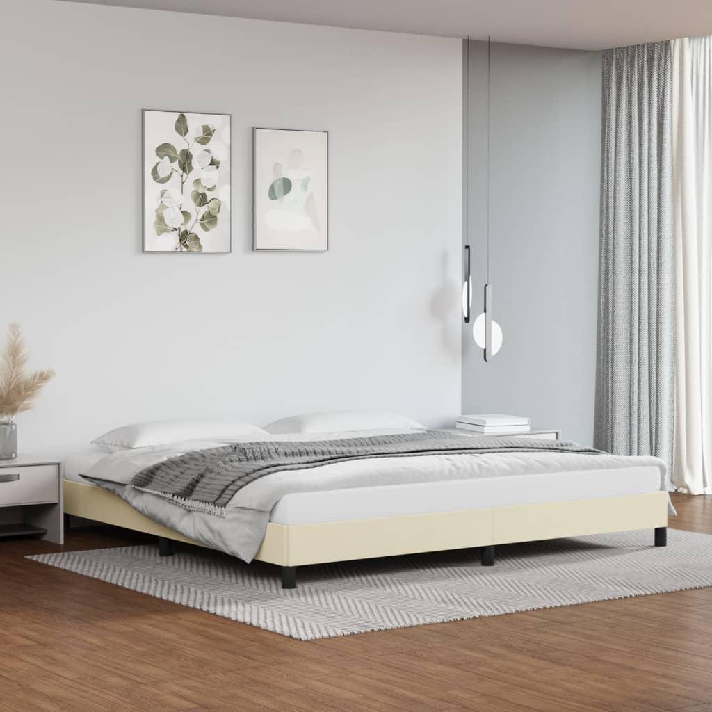 Sengeramme 200x200 cm kunstlæder cremefarvet
