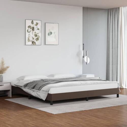 Sengeramme 200x200 cm kunstlæder brun