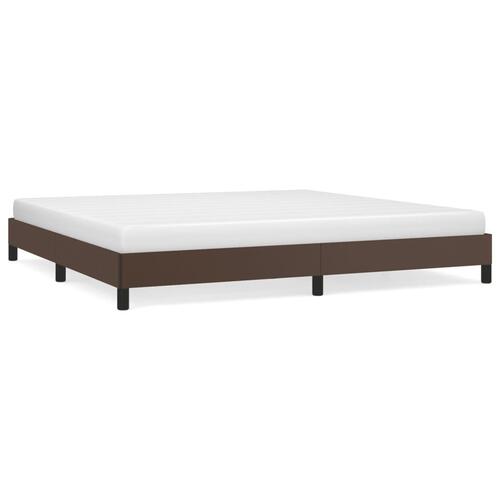 Sengeramme 200x200 cm kunstlæder brun