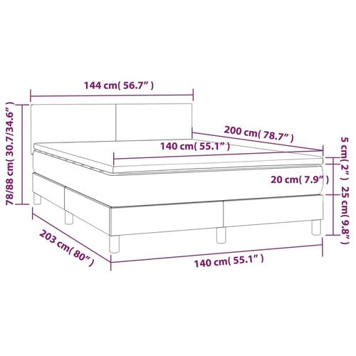 Kontinentalseng med madras 140x200 cm stof sort