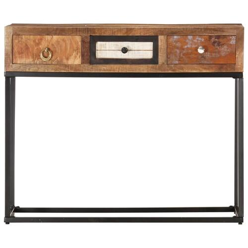 Konsolbord 90x30x75 cm massivt genbrugstræ guldfarvet