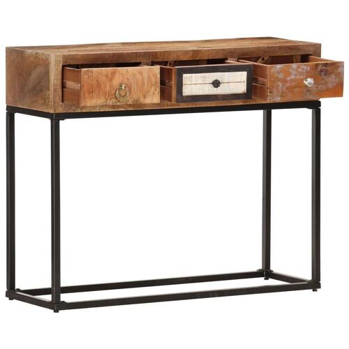 Konsolbord 90x30x75 cm massivt genbrugstræ guldfarvet
